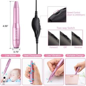 img 3 attached to 💅 Professional Portable Electric Nail Drill File Machine with Acrylic Nail Kit Set - 20000rpm Manicure Pedicure Tool with Sanding Bands, Nail Brush, Polygel, Gel Nail Polish, Tips Clippers