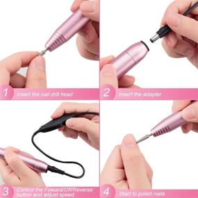 img 2 attached to 💅 Professional Portable Electric Nail Drill File Machine with Acrylic Nail Kit Set - 20000rpm Manicure Pedicure Tool with Sanding Bands, Nail Brush, Polygel, Gel Nail Polish, Tips Clippers