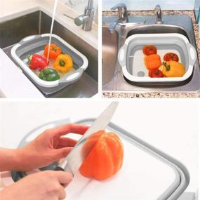 img 2 attached to 🔪 3-in-1 Foldable Cutting Board: Portable Basin Sink for Washing Fruit and Vegetables with Draining Plug - Multi-functional