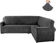 🛋️ aliecom luxury velvet corner sectional couch covers l shape sofa cover for living room stretch soft thick fabric u shaped sofa slipcover non slip pets dogs furniture protector in dark gray logo