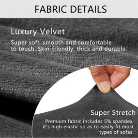 img 2 attached to 🛋️ ALIECOM Luxury Velvet Corner Sectional Couch Covers L Shape Sofa Cover for Living Room Stretch Soft Thick Fabric U Shaped Sofa Slipcover Non Slip Pets Dogs Furniture Protector in Dark Gray