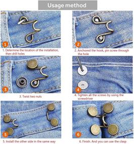 img 2 attached to 👖 No Sew Adjustable Waist Extender Buckle Set: Achieve Perfect Fit for Jeans Pants with 8 Upgraded Reusable Instant Buttons (Multiple Sets)