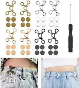 img 4 attached to 👖 No Sew Adjustable Waist Extender Buckle Set: Achieve Perfect Fit for Jeans Pants with 8 Upgraded Reusable Instant Buttons (Multiple Sets)