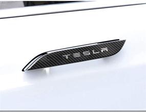 img 2 attached to Углеродное волокно Наклейка на крышку дверной ручки для Tesla Model S от TopDall