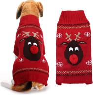 🦌 abrrlo pet holiday reindeer ugly christmas dog sweater in red and black - cozy winter knitwear for small to medium dogs логотип