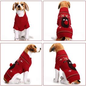 img 1 attached to 🦌 ABRRLO Pet Holiday Reindeer Ugly Christmas Dog Sweater in Red and Black - Cozy Winter Knitwear for Small to Medium Dogs