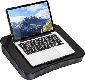 img 3 attached to 👩 LapGear Designer Lap Desk - Gray Argyle - Fits 15.6" Laptops - Style No. 45438 - Phone Holder & Device Ledge Included