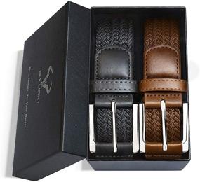 img 3 attached to 🎁 Stylish Gift Boxed Casual Men's Accessories: Woven Stretch Braided Collection