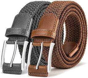 img 4 attached to 🎁 Stylish Gift Boxed Casual Men's Accessories: Woven Stretch Braided Collection