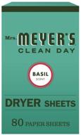 🌿 mrs. meyer's clean day dryer sheets with basil scent - 80 count, cruelty free fabric softener, reduces static, infused with essential oils logo