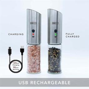 img 1 attached to CasaCozy USB Rechargeable Electric Salt and Pepper Grinder Set: LED-Light Enhancements, Stainless Steel, Adjustable Coarseness, Gravity Automatic Mill