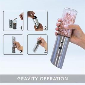 img 3 attached to CasaCozy USB Rechargeable Electric Salt and Pepper Grinder Set: LED-Light Enhancements, Stainless Steel, Adjustable Coarseness, Gravity Automatic Mill