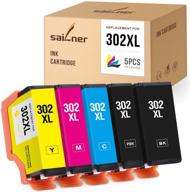 🖨️ sailner remanufactured 5-pack ink cartridge replacement for epson 302 xl 302xl t302xl - xp6000 xp-6000 xp6100 xp-6100 (black, photo black, cyan, magenta, yellow) logo