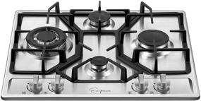 img 1 attached to 🔥 Empava 24 Inch Gas Stove Cooktop - 4 Burners, Italy Sabaf Sealed, NG/LPG Convertible, Stainless Steel Cooker