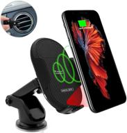 📱 maxjoy fast wireless car charger mount, auto clamping wireless car charger, 10w qi infrared phone holder for iphone xs/xr/x/8, samsung galaxy s9/s8 plus/note 8/5 - black logo