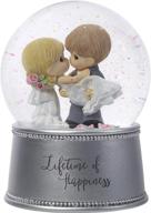 💍 precious moments bride & groom musical snow globe 182101 - lifetime of happiness, resin and glass логотип