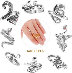 img 2 attached to 🧶 8 Pcs Adjustable Knitting Crochet Loop Ring Set - Ideal Yarn Guide Finger Holder & Knitting Thimble Ring for Crafting, 8 Styles (2cm/ 0.79 Inch)