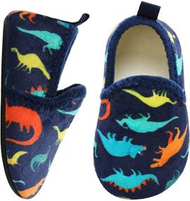 img 1 attached to XIHALOOK Toddler Fleece Slippers Dinosaur