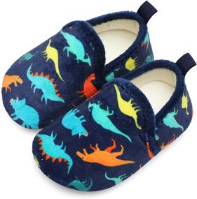 img 3 attached to XIHALOOK Toddler Fleece Slippers Dinosaur