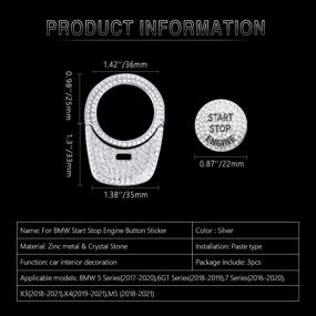 img 2 attached to Bling Crystal Ignition Button Caps with Ring for BMW 5 6GT 7 Series X3 X4 M5 - PIFOOG 3PCS Silver Interior Car Accessories for Men & Women