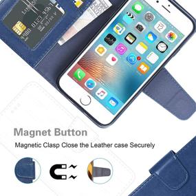 img 1 attached to 🔵 Arae iPhone 6s / iPhone 6 Premium PU Leather Wallet Case with Wrist Strap and Kickstand Feature - Blue