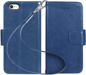 img 2 attached to 🔵 Arae iPhone 6s / iPhone 6 Premium PU Leather Wallet Case with Wrist Strap and Kickstand Feature - Blue