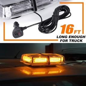 img 2 attached to 🚨 VKGAT 48 LED Roof Top Strobe Lights for Trucks and Cars - Waterproof Magnetic Mount Emergency Hazard Warning Safety Flashing LED Mini Bar Strobe Light for Snow Plow Vehicles (Amber)