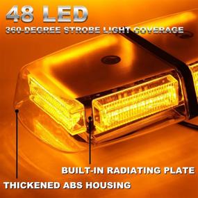 img 3 attached to 🚨 VKGAT 48 LED Roof Top Strobe Lights for Trucks and Cars - Waterproof Magnetic Mount Emergency Hazard Warning Safety Flashing LED Mini Bar Strobe Light for Snow Plow Vehicles (Amber)