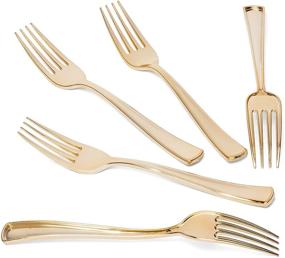 img 3 attached to 🍴 Perfect Settings 125 Gold Plastic Forks: Premium Disposable Cutlery for Elegant Events, Weddings, and Parties - Heavy Duty Silverware with Fancy Flatware Design - Includes 125 Dessert Forks (Gold Color)