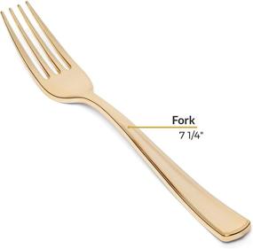 img 2 attached to 🍴 Perfect Settings 125 Gold Plastic Forks: Premium Disposable Cutlery for Elegant Events, Weddings, and Parties - Heavy Duty Silverware with Fancy Flatware Design - Includes 125 Dessert Forks (Gold Color)