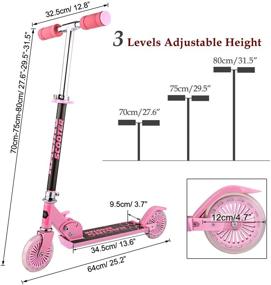 img 2 attached to Kid's Mini Kick Scooter: Aluminum Folding Scooter with Adjustable Height and Light Up Wheels - Ideal for Girls and Boys Toddlers, Max Load 110lbs (US Stock)