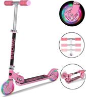 kid's mini kick scooter: aluminum folding scooter with adjustable height and light up wheels - ideal for girls and boys toddlers, max load 110lbs (us stock) logo