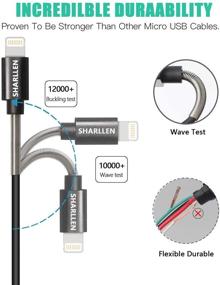 img 3 attached to 🔌 Набор Lightning-кабелей SHARLLEN - 5 штук пружинных кабелей для зарядки iPhone [3/6/10FT] - быстрая зарядка и синхронизация данных через USB - длинный кабель для iPhone Xs/MAX/XR/X/8/8P/7/7P/6/iPad/iPod - Черный.