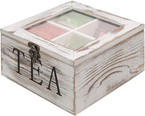 img 1 attached to ☕ Organize and Display Your Tea Collection in Style with the MyGift Rustic Whitewashed Wood Tea Bag Organizer Storage Chest