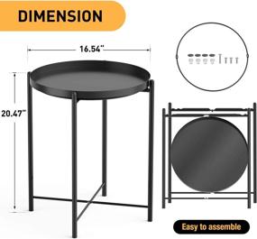 img 3 attached to Yesker Metal Side Table - Anti-Rust and Waterproof Outdoor Snack Bedside Table - Sofa Side Snack Table for Living Room, Bedroom, Balcony - 1 Layer (Black)