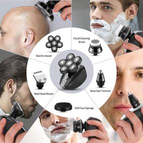 img 2 attached to Upgrade 5 in 1 Electric Razor for Men - Multifunctional Bald 🪒 Head Shaver Grooming Kit - USB Rechargeable & Cordless Waterproof Hair Trimmer (Gray)