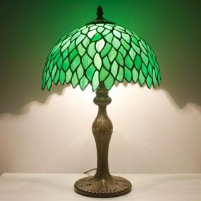 img 3 attached to 🌿 Tiffany Style Green Wisteria Stained Glass Table Lamp with LED Bulb – Luxurious Bedside Reading Light for Living Room, Bedroom, Library, Banker, Hotel – Victorian Memory Sympathy – 18" Tall, WERFACTORY