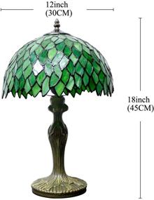 img 1 attached to 🌿 Tiffany Style Green Wisteria Stained Glass Table Lamp with LED Bulb – Luxurious Bedside Reading Light for Living Room, Bedroom, Library, Banker, Hotel – Victorian Memory Sympathy – 18" Tall, WERFACTORY