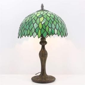 img 2 attached to 🌿 Tiffany Style Green Wisteria Stained Glass Table Lamp with LED Bulb – Luxurious Bedside Reading Light for Living Room, Bedroom, Library, Banker, Hotel – Victorian Memory Sympathy – 18" Tall, WERFACTORY