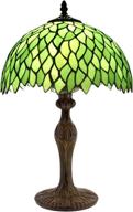 🌿 tiffany style green wisteria stained glass table lamp with led bulb – luxurious bedside reading light for living room, bedroom, library, banker, hotel – victorian memory sympathy – 18" tall, werfactory логотип