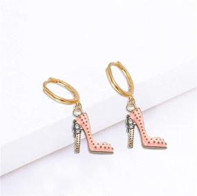 img 2 attached to 👠 Shop Now: WUWEIJIAJIA 4 Pairs Unique Cute Enamel Heel Shoes Huggie Hoop Earrings - Stylish Lightweight Dangle Drop Earrings for Women & Girls