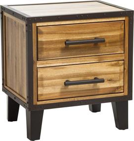 img 4 attached to 🌙 Christopher Knight Home Lina Acacia Wood Two Drawer Night Stand: Natural Stained Elegance for Bedroom Essentials