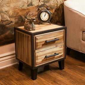 img 3 attached to 🌙 Christopher Knight Home Lina Acacia Wood Two Drawer Night Stand: Natural Stained Elegance for Bedroom Essentials