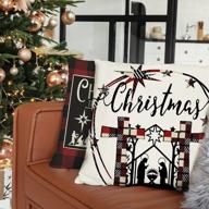 🎄 aeney buffalo plaid christmas pillow covers 18x18 set of 4 - jesus blessed xmas pillows, winter holiday throw pillows for christmas decorations, christmas farmhouse couch decor - a417-18 logo