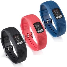 img 4 attached to 📱 Garmin Vivofit 4 Band Replacement: Silicone WatchBand Strap Wristband - 3Pcs Small Size (No Tracker Included)