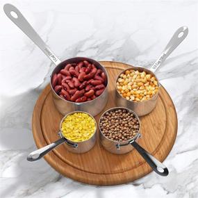 img 1 attached to 🥄 Premium 10-pc Stainless Steel Measuring Cups and Spoons Set with Durable Riveted Handles - Polished Stackable Measuring Cup and Measuring Spoon, Heavy-Duty Thick Steel, Designed to Last a Lifetime - Set of 10