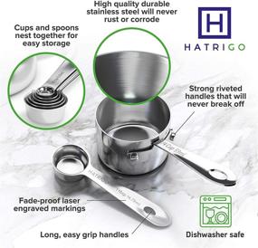 img 2 attached to 🥄 Premium 10-pc Stainless Steel Measuring Cups and Spoons Set with Durable Riveted Handles - Polished Stackable Measuring Cup and Measuring Spoon, Heavy-Duty Thick Steel, Designed to Last a Lifetime - Set of 10