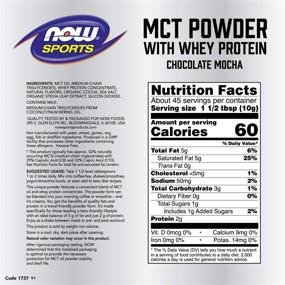 img 3 attached to 🍫 NOW Sports Nutrition Chocolate Mocha MCT Powder with Whey Protein Isolate - Boost Performance with 52% MCTs, 1-Pound