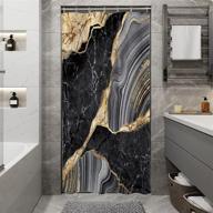 🚿 elevate your bathroom decor with miyotaa black gold marble shower curtain set - luxurious abstract stone design, waterproof polyester material logo