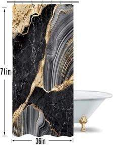 img 3 attached to 🚿 Elevate Your Bathroom Decor with Miyotaa Black Gold Marble Shower Curtain Set - Luxurious Abstract Stone Design, Waterproof Polyester Material